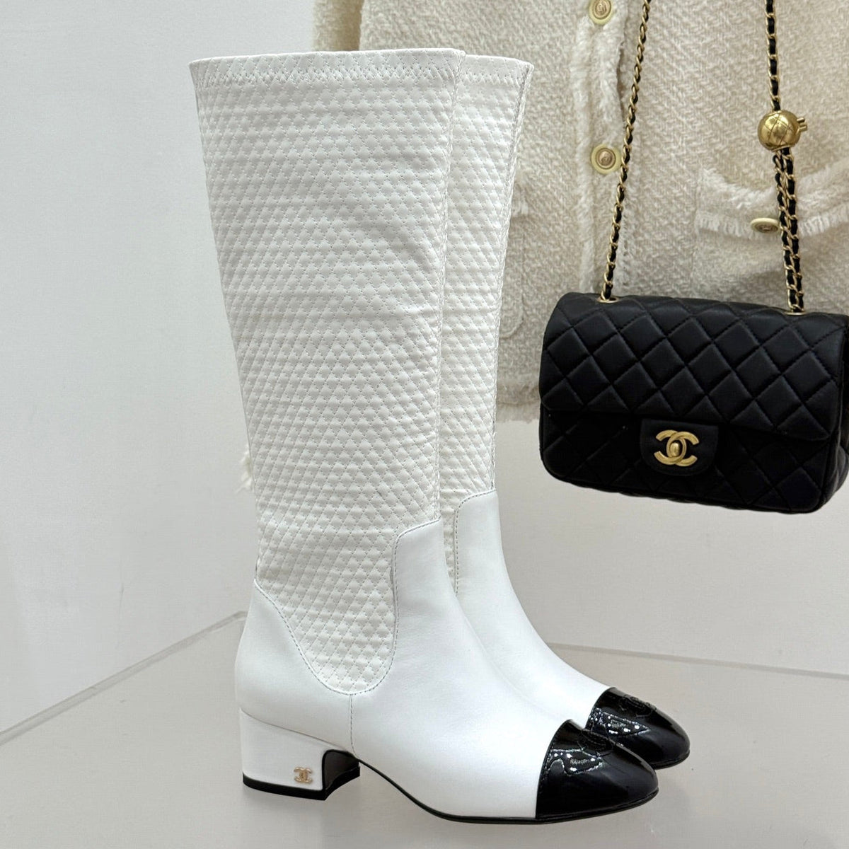 Chanel 2026 Quilted Knee-High Boots Fabric Leather 188488