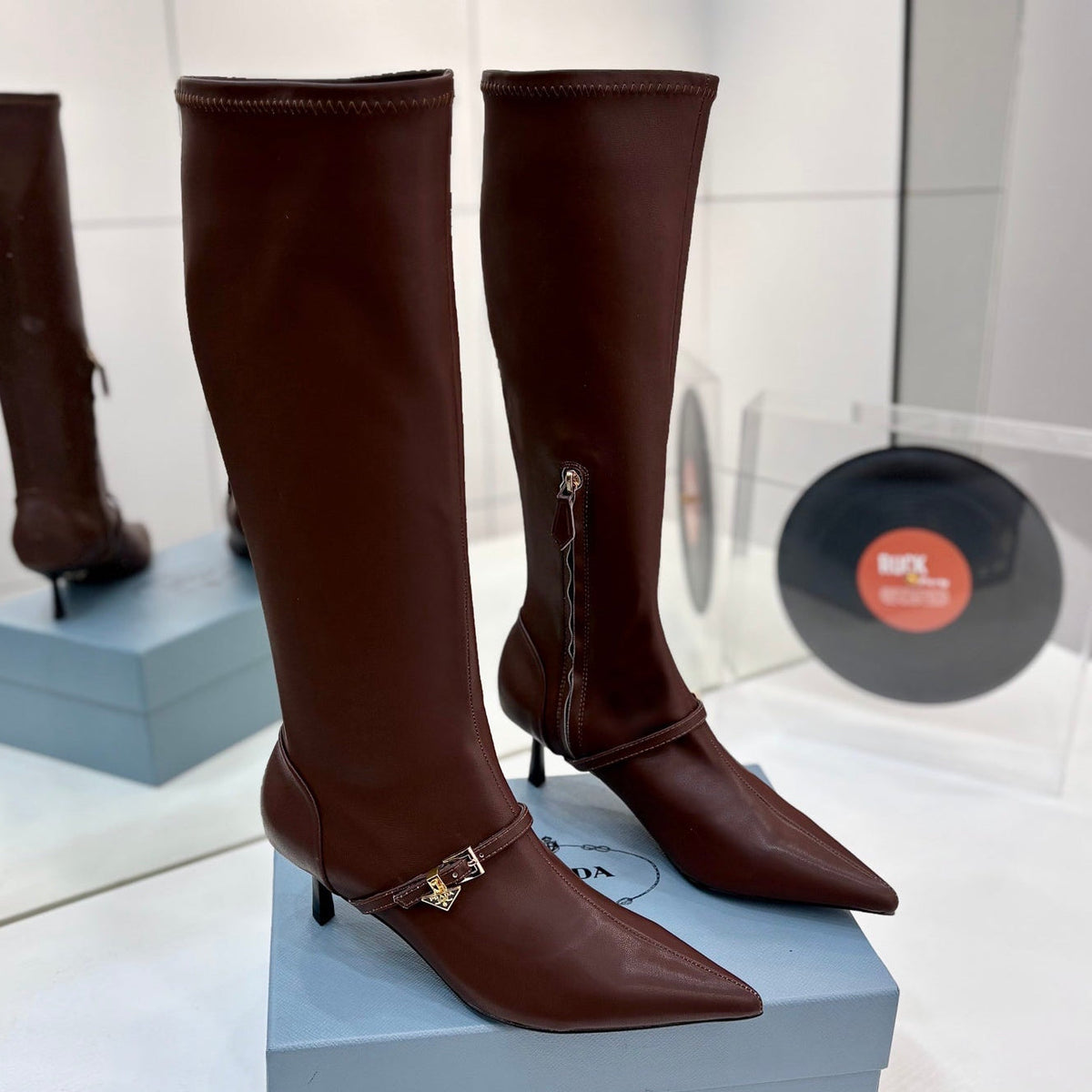 Prada 2026 Pointed Toe Boots 55mm Sheepskin 166180