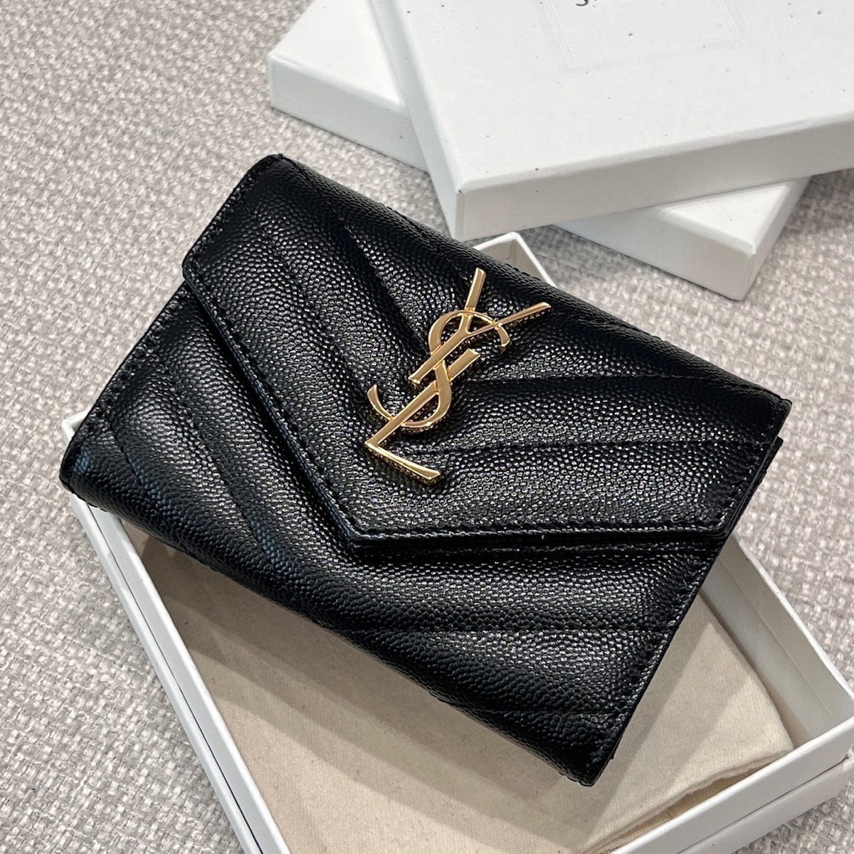 YSL 2026 Cassandre Matelassé Envelope Wallet 13cm Calfskin