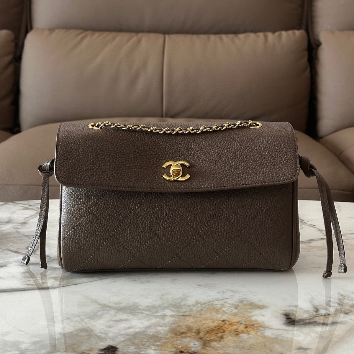 Chanel 2026 Baguette Flap Bag 29cm Gold Hardware Suede Cowhide Tweed 407089