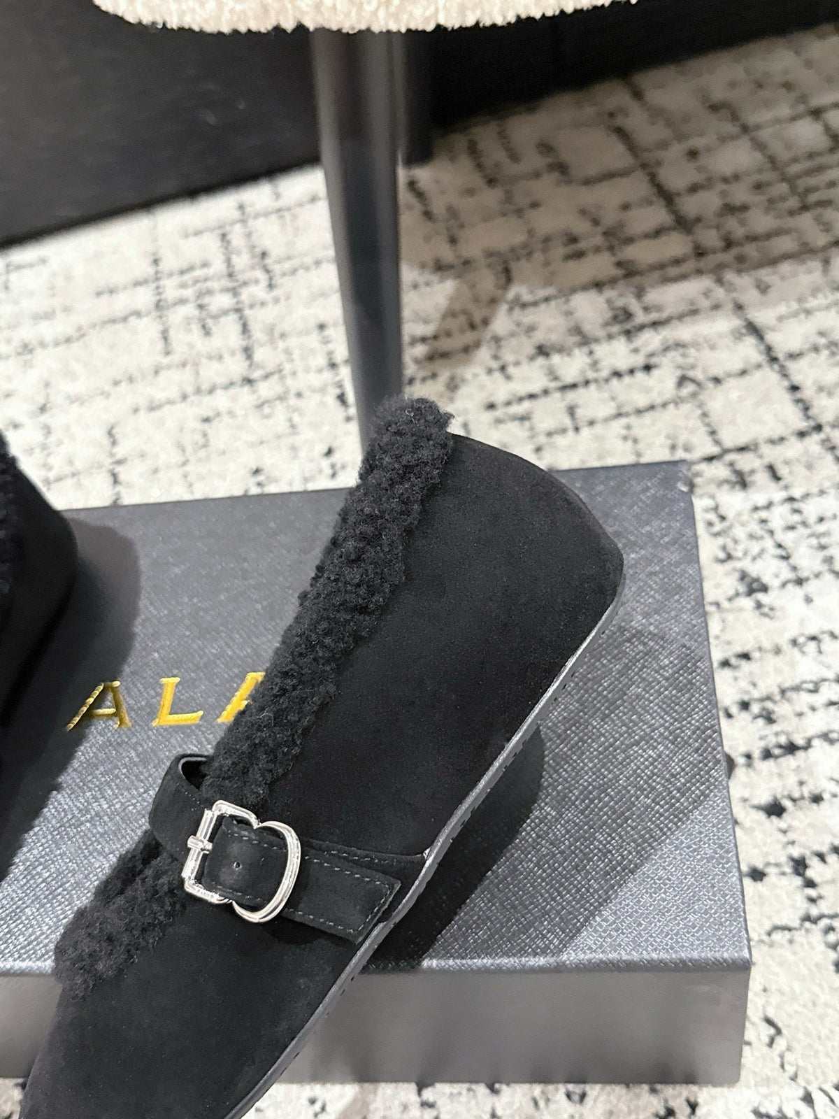 Alaia 2025 Ballet Flat Black Suede Wool 558651