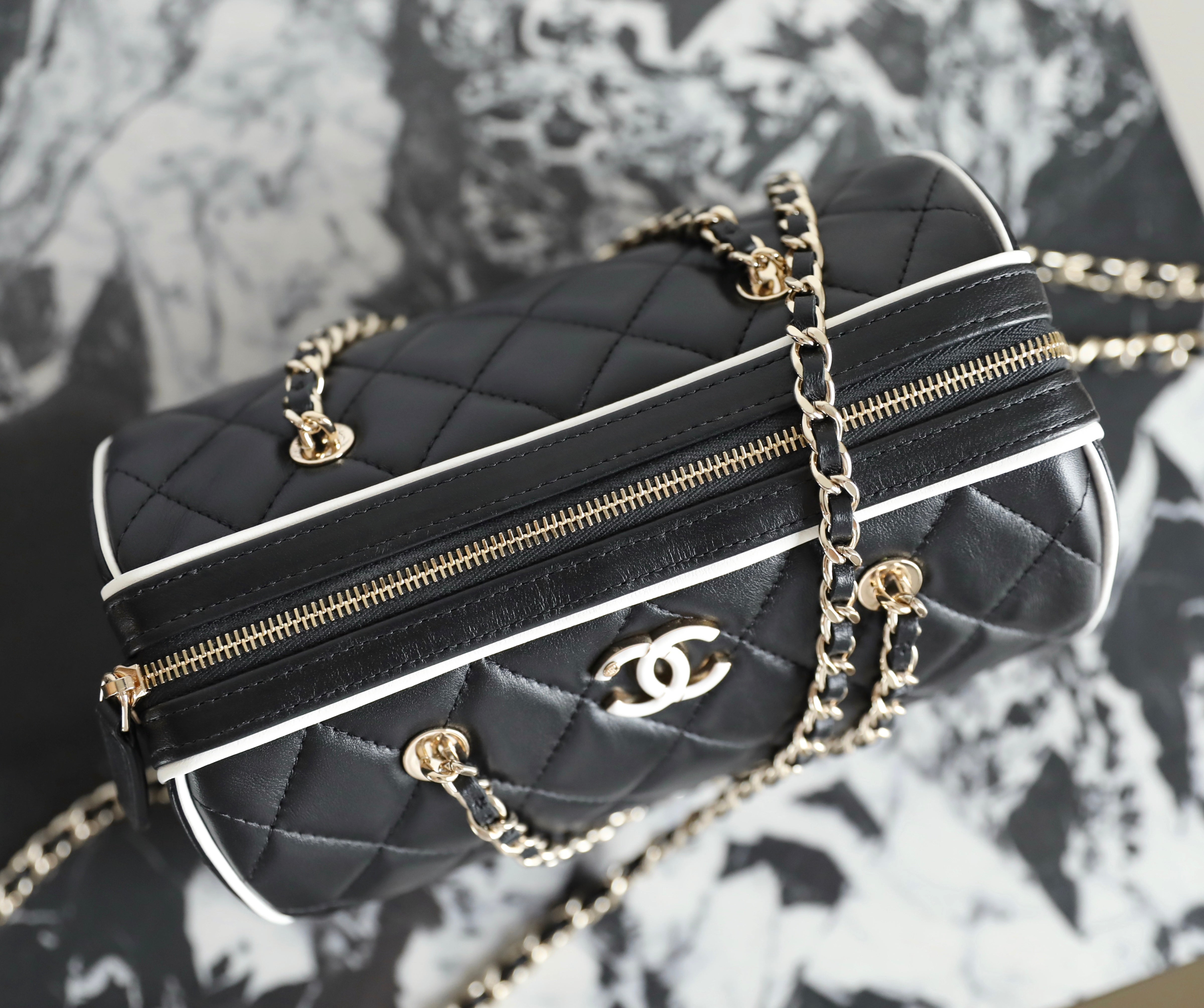 Chanel 2025 Bowling Bag Black Lambskin 342996