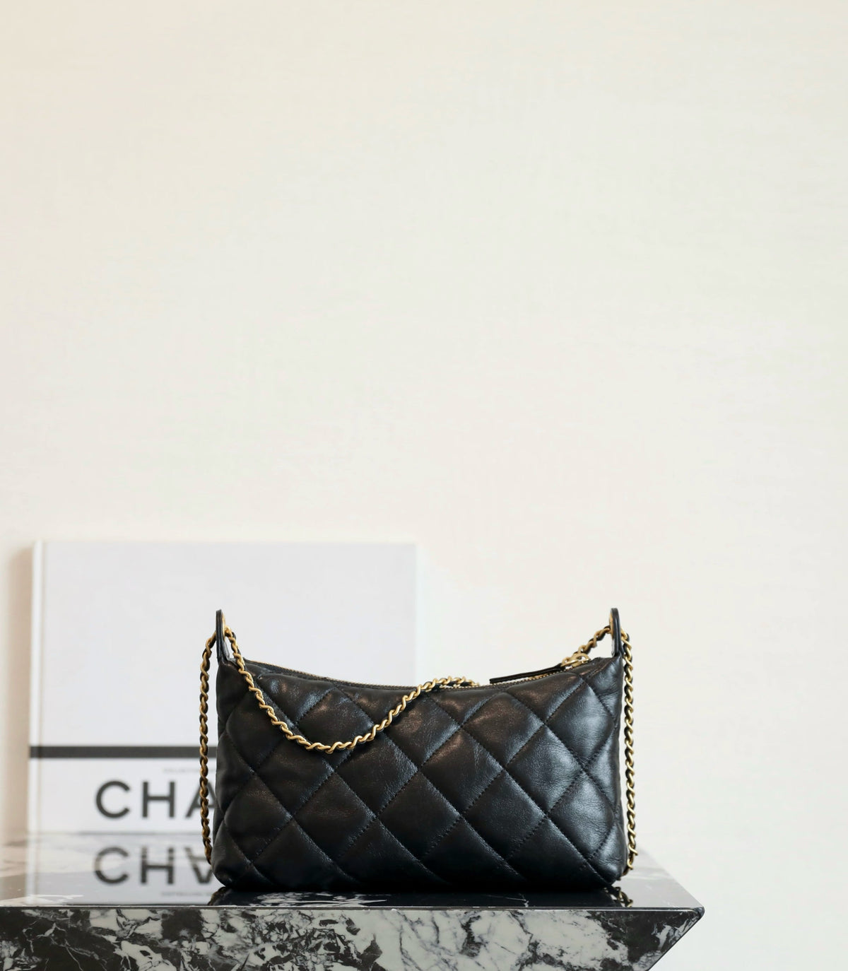 CC 2025 Hobo Dumpling Bag 26cm Black Calfskin 343720