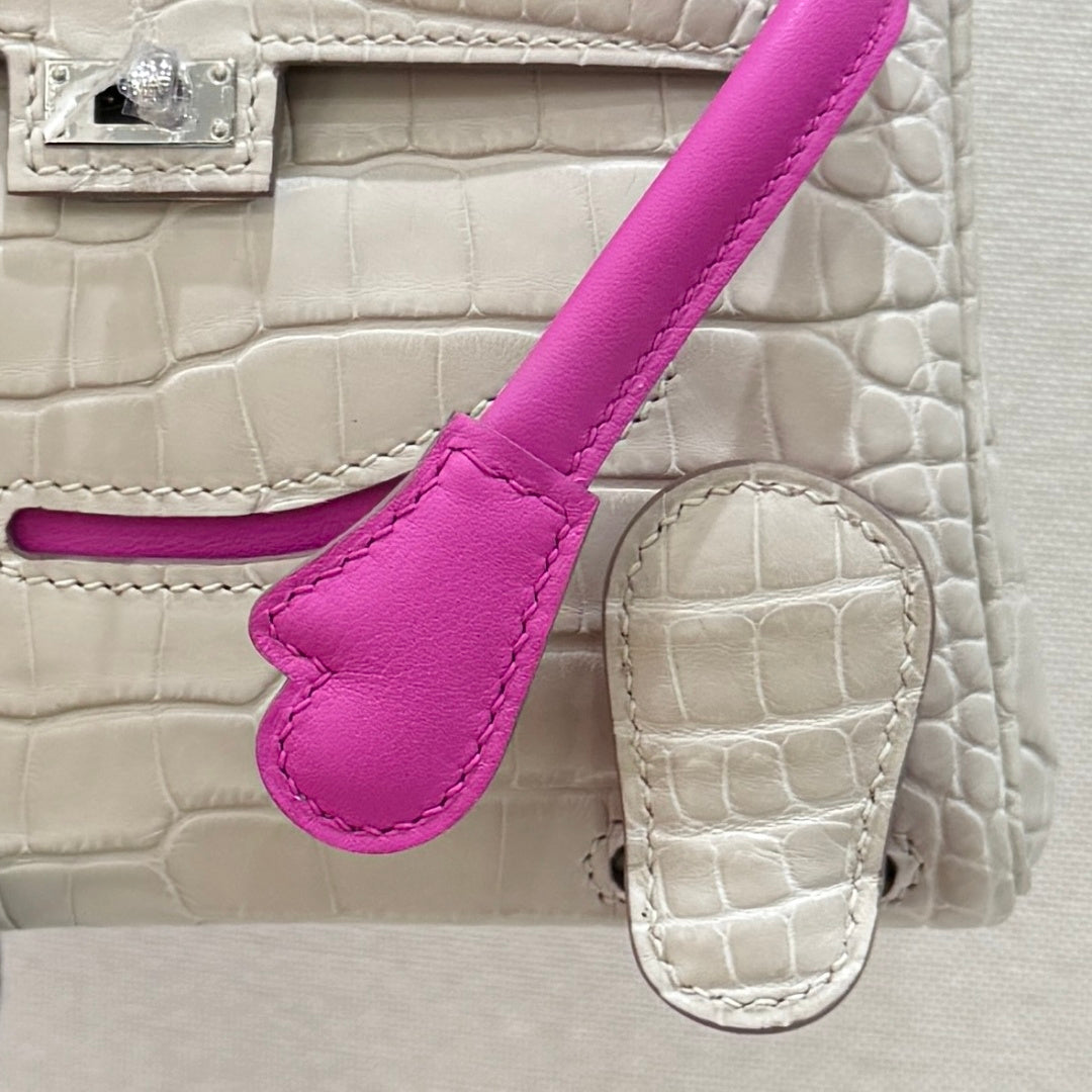 High-end Hermes 2026 Kelly Doll Picto Bag 16cm Crocodile Leather
