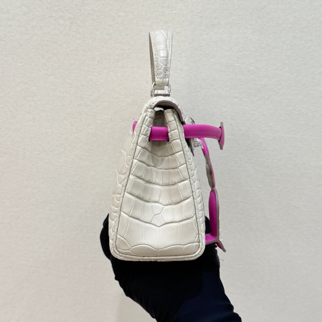 High-end Hermes 2026 Kelly Doll Picto Bag 16cm Crocodile Leather