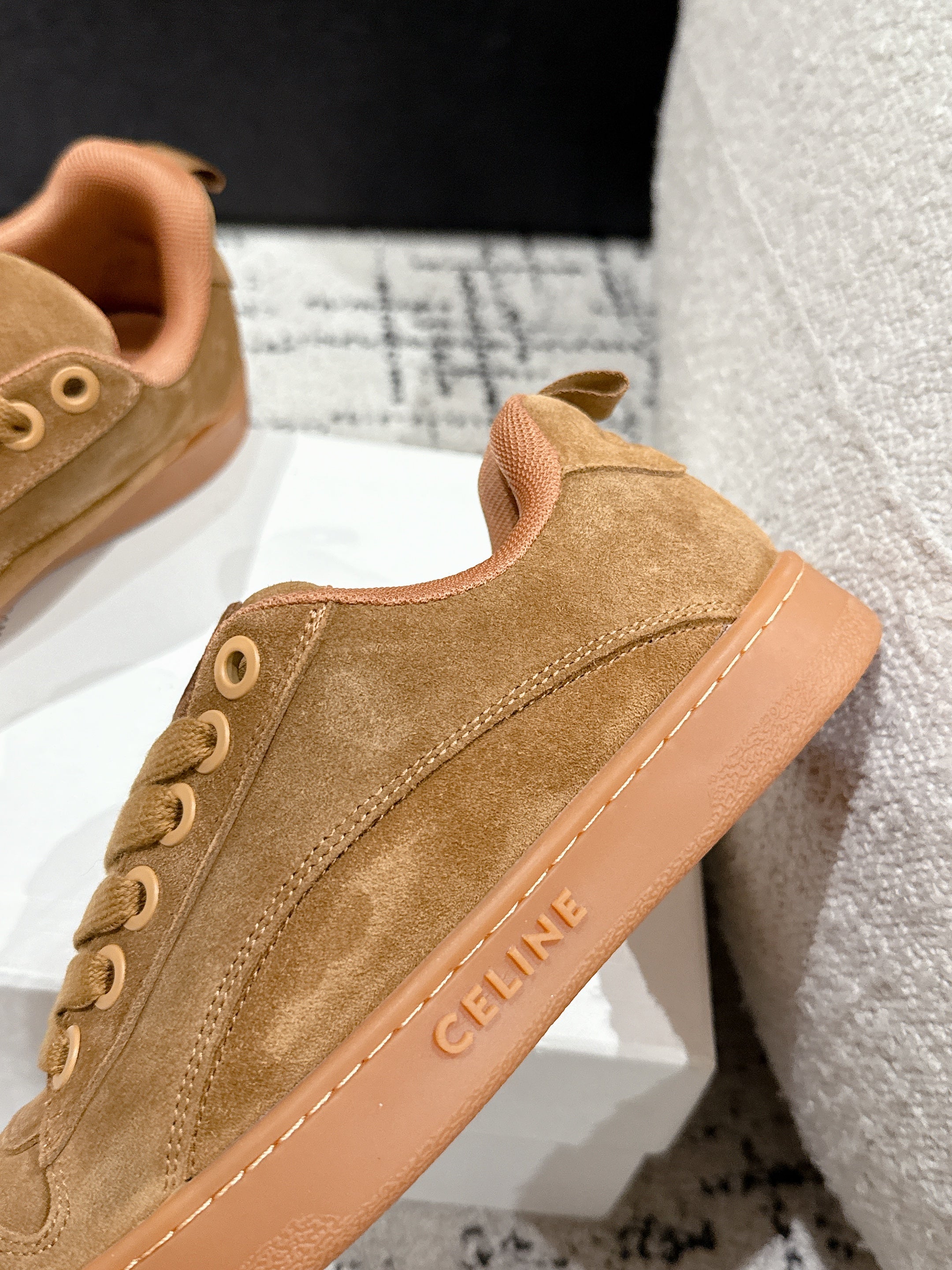 CELINE 25C Huntington Low Top Sneaker Copper Brown Suede 232345