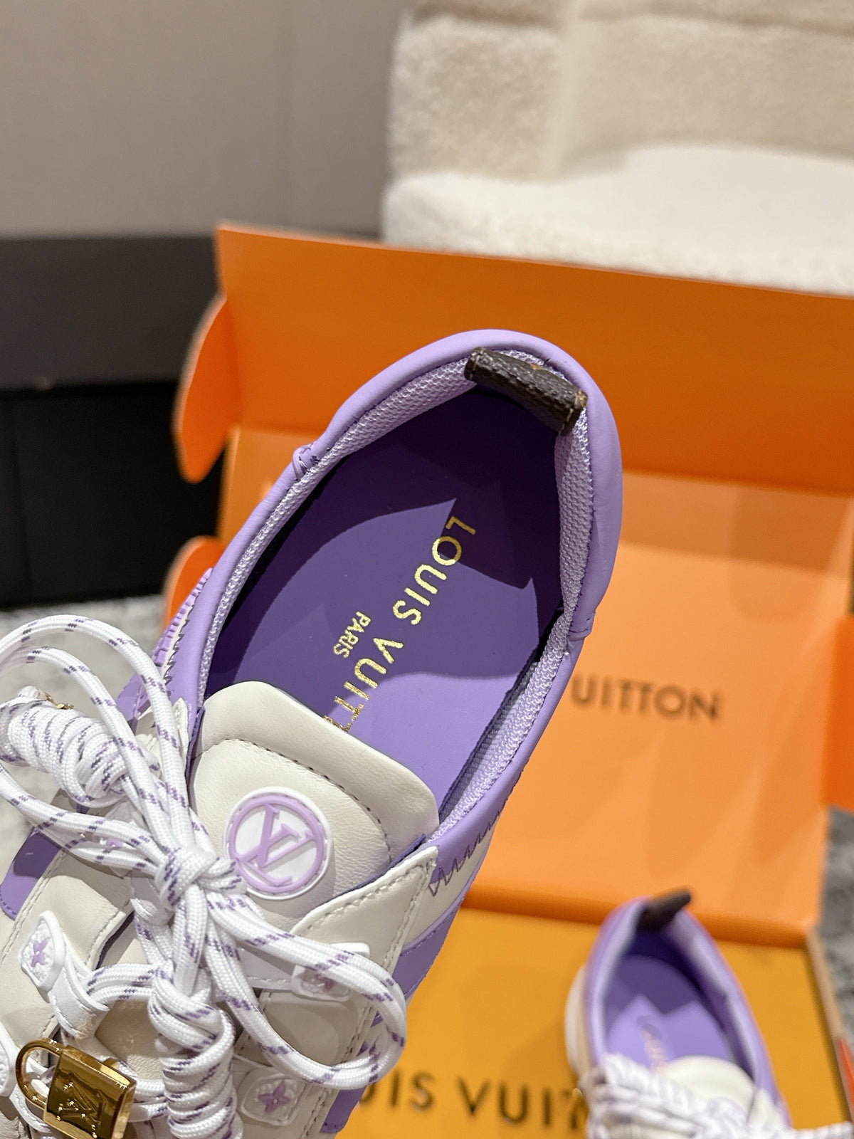 LV Sneakerina ballet-style sneaker white purple cowhide 383382