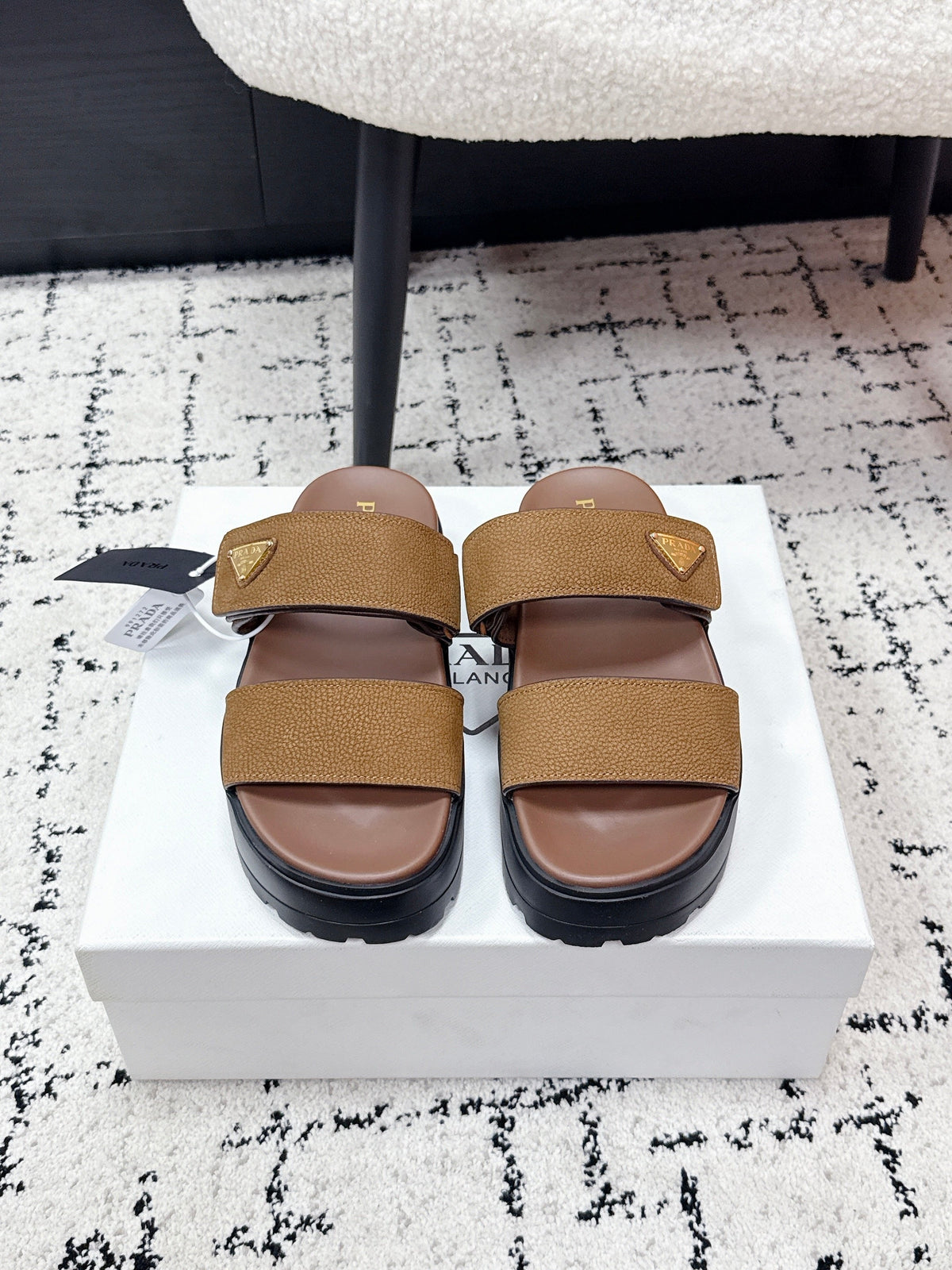 Prada 2026 Fussbett Flatform Slide Sandal 50mm Cowhide 769818