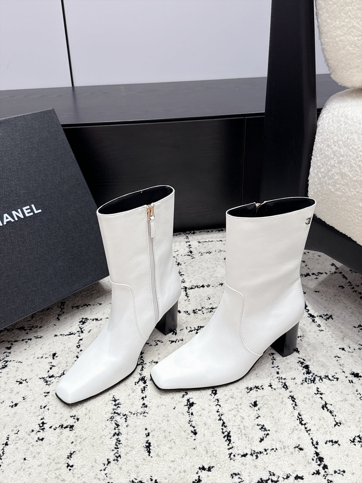 Chanel 2026 Square Toe Ankle Boots 75mm Leather 194410