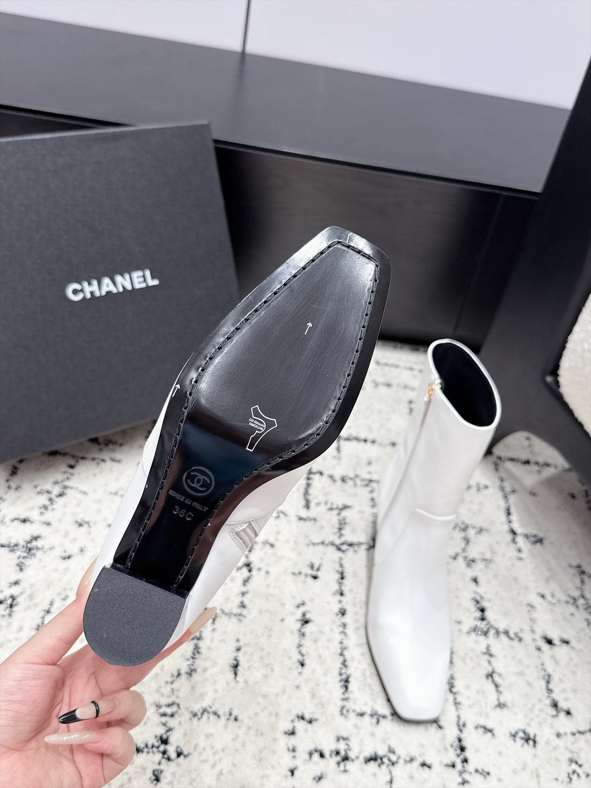 Chanel 2026 Square Toe Ankle Boots 75mm Leather 194410