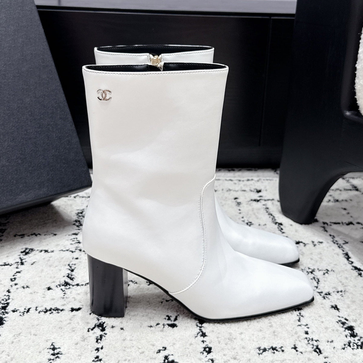 Chanel 2026 Square Toe Ankle Boots 75mm Leather 194410