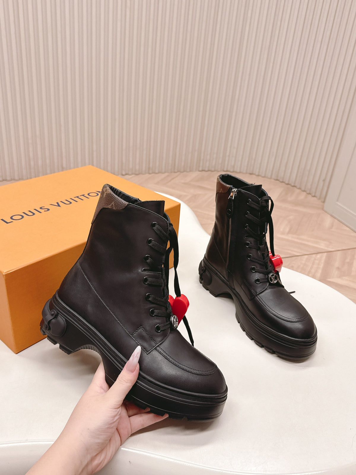 LV 2026 Martin Boot With Heart-shaped Black Calfskin 595469