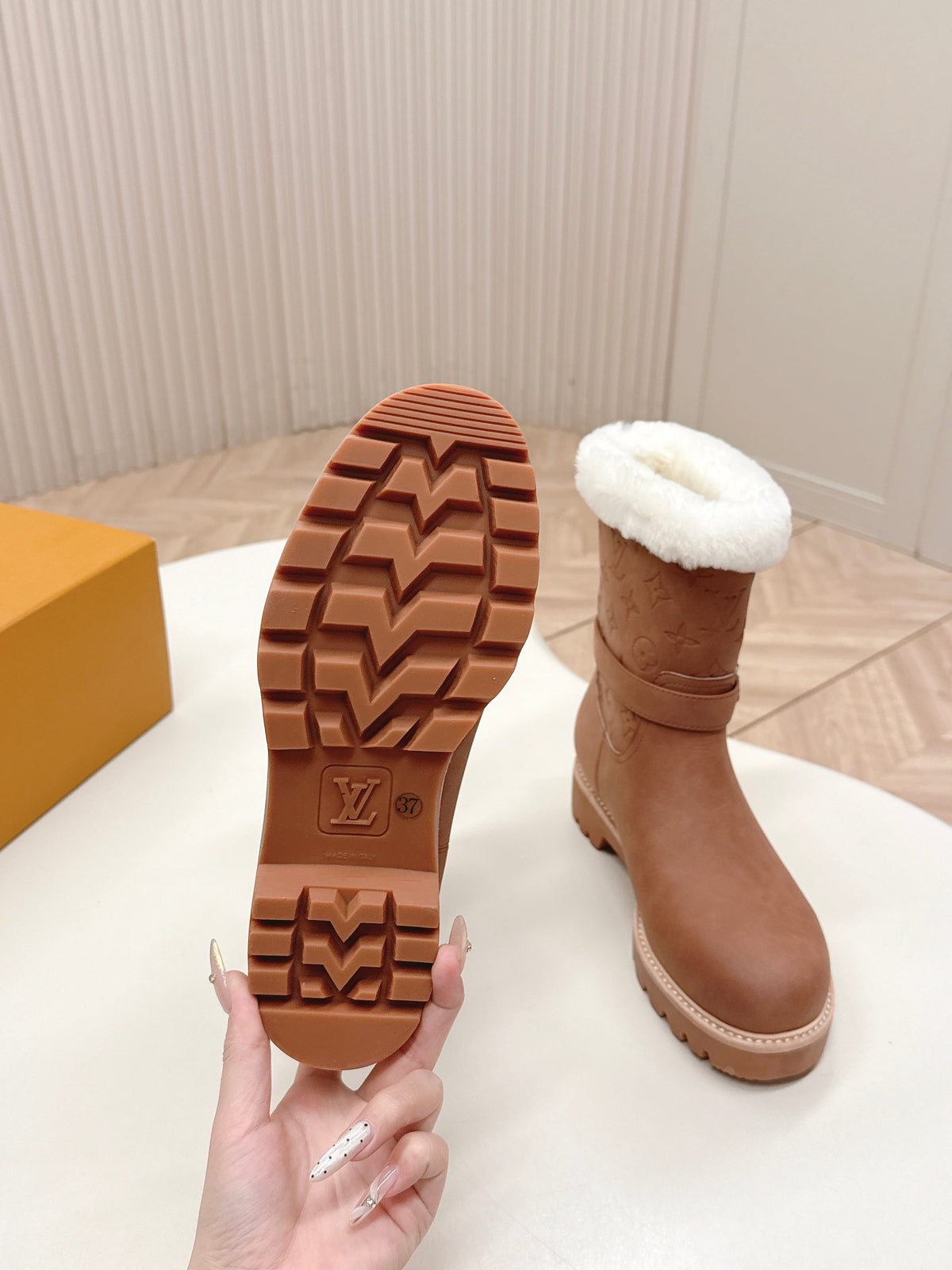 LV 2026 Territory Ankle Boot Brown White Nubuck Calf Leather 595442