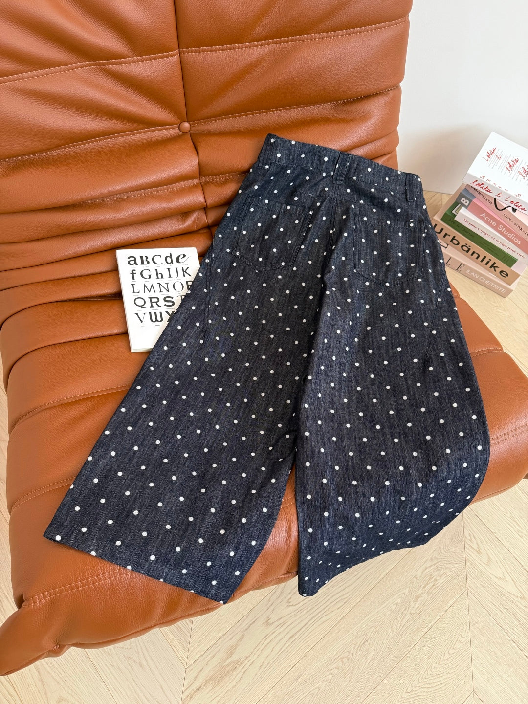 Celine 25 Polka-dot Pants Navy Blue Cotton
