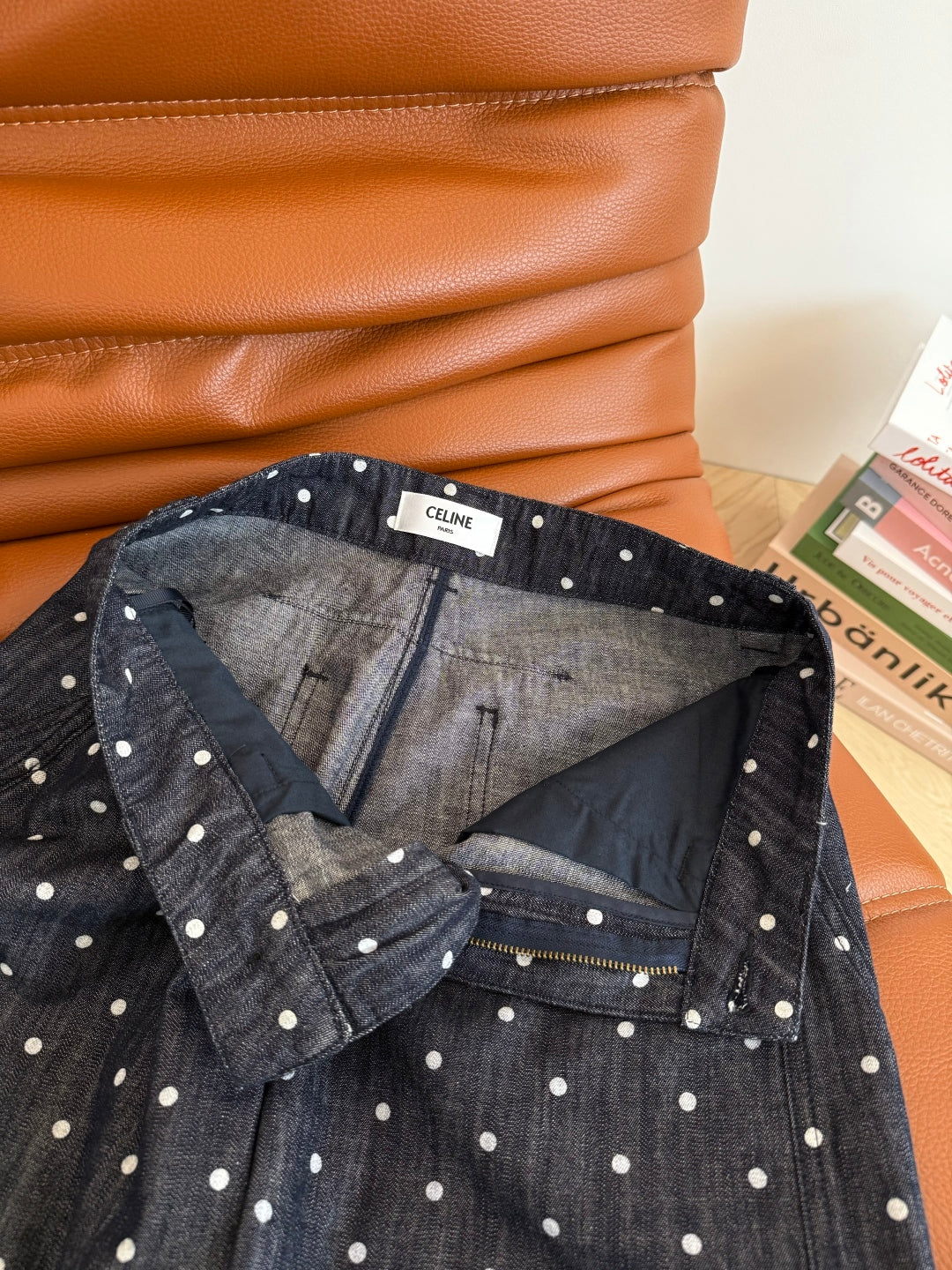 Celine 25 Polka-dot Pants Navy Blue Cotton