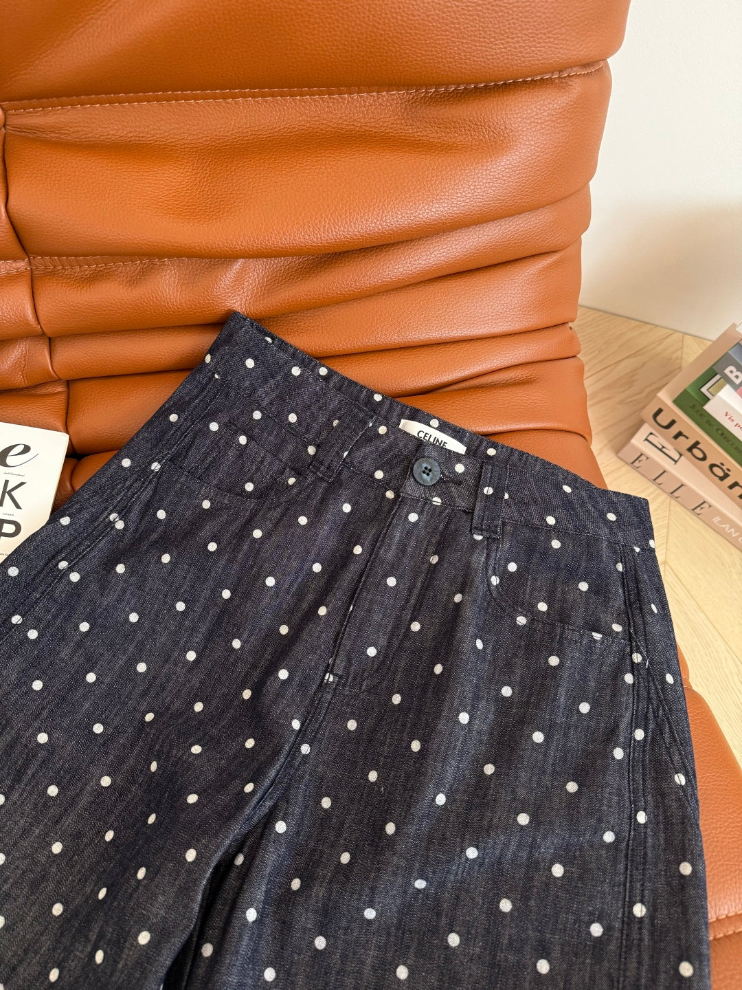 Celine 25 Polka-dot Pants Navy Blue Cotton