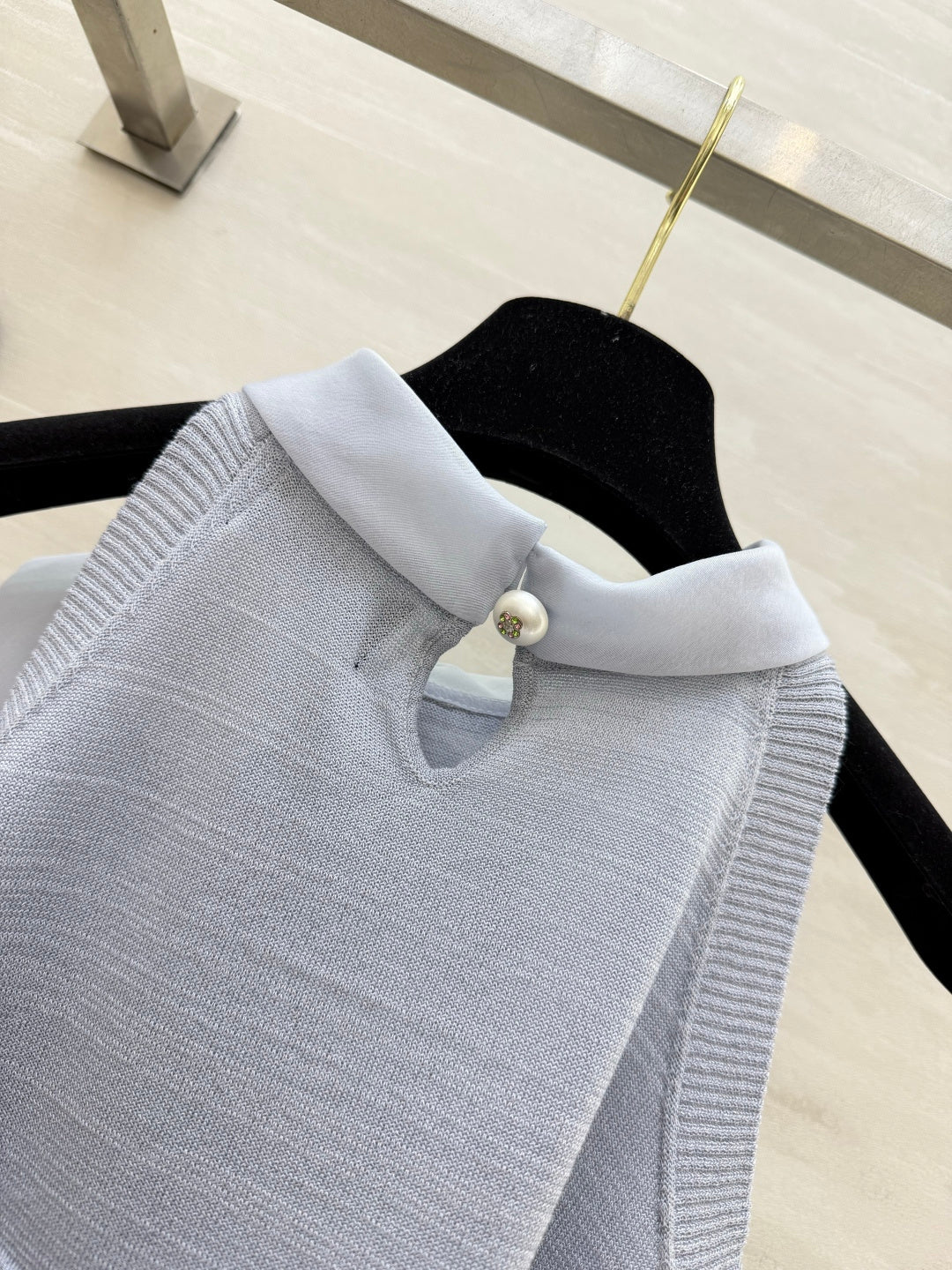 Chanel 2026 Tie-knit Halter Top With Bow Blue Cashmere 394170