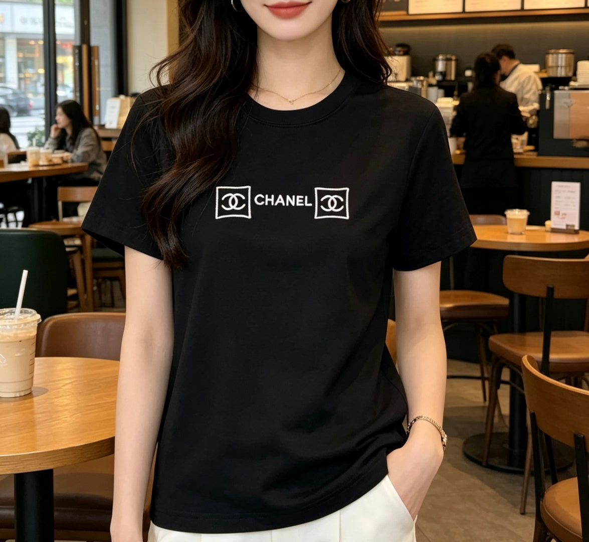 Chanel 2026 Embroidered Logo T-shirt Cotton 681375