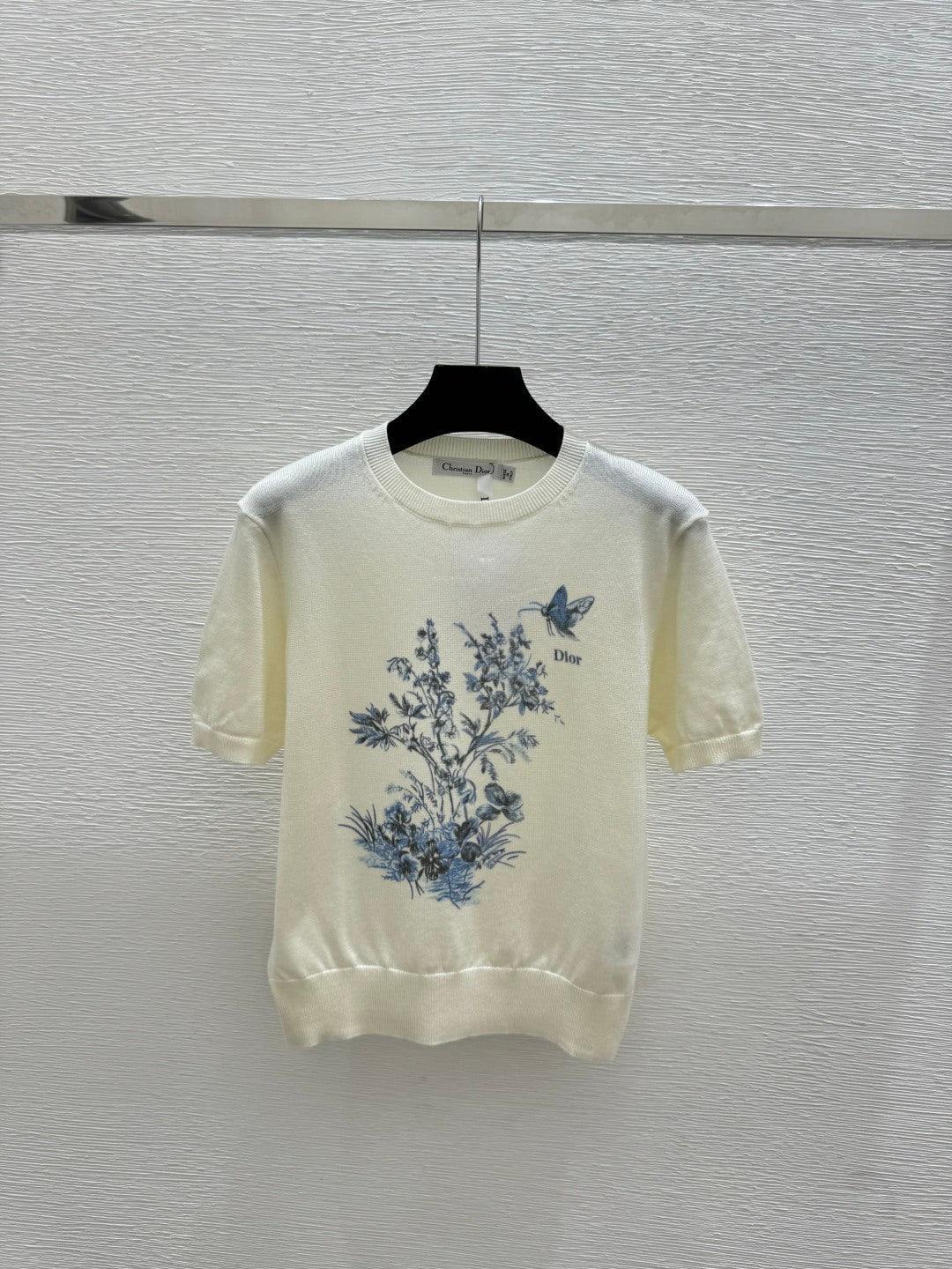 Dior 2026 Short-sleeved Top Cream Pink Purple Wool