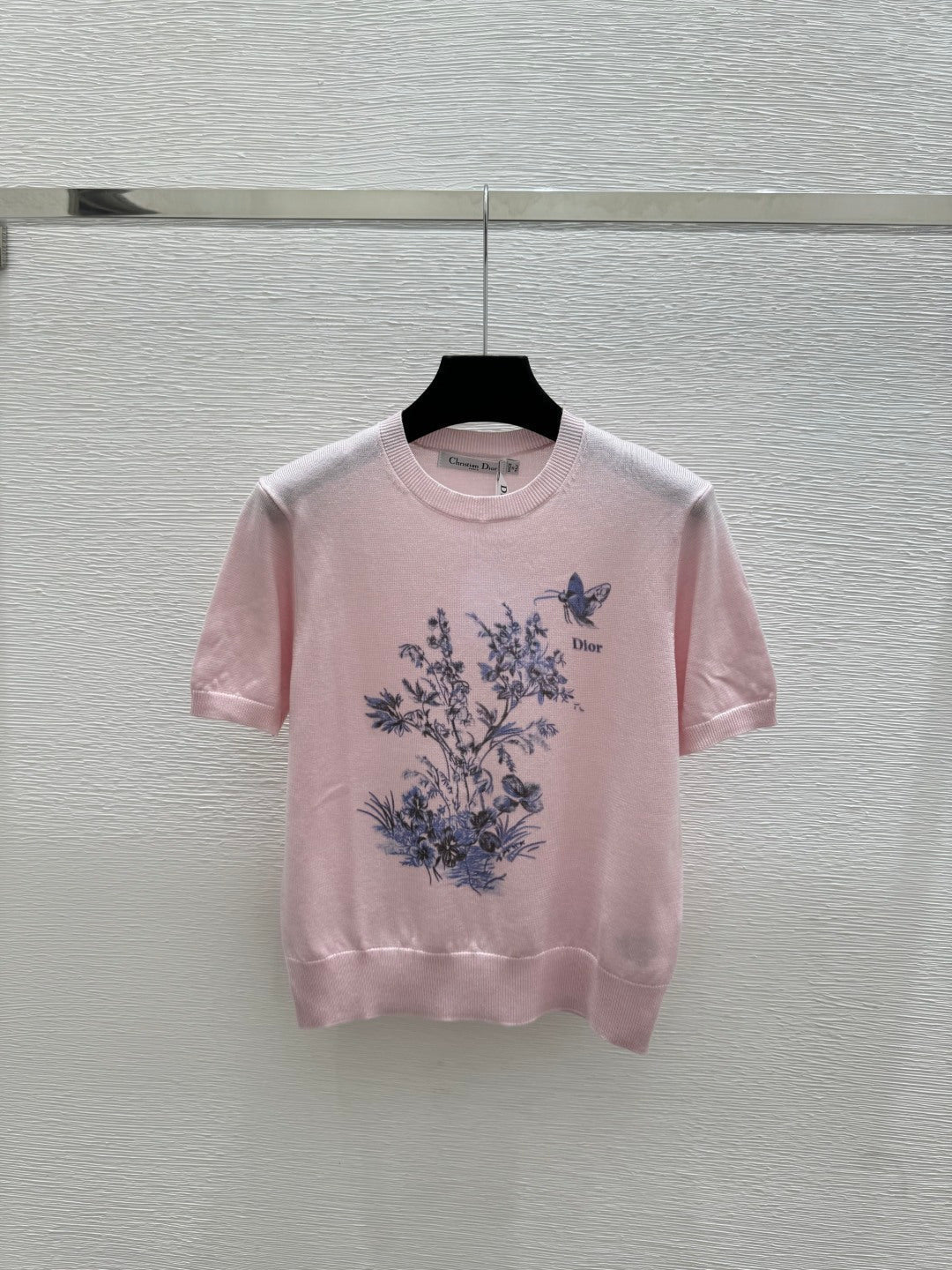 Dior 2026 Short-sleeved Top Cream Pink Purple Wool