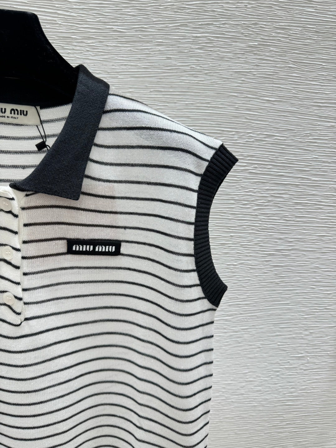 Miumiu 2026 Striped Sleeveless Knit Vest Cotton 341375