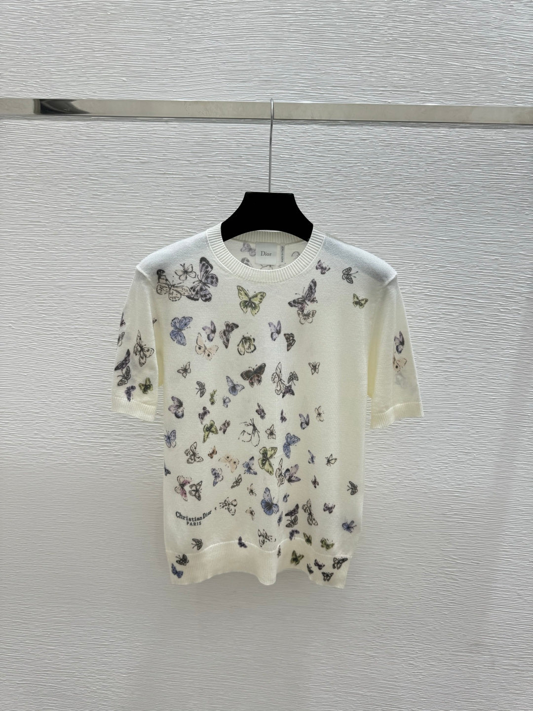 Dior 2026 Butterfly Print Knit Short-Sleeve T-Shirt Wool 355164