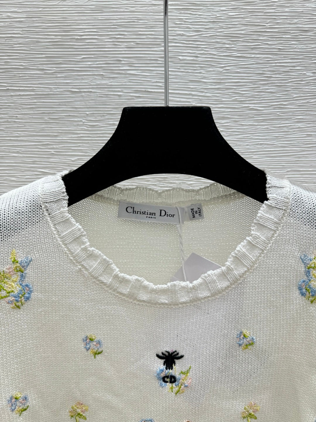 Dior 2026 Floral Embroidered Knit Short-sleeved Top Wool 392593
