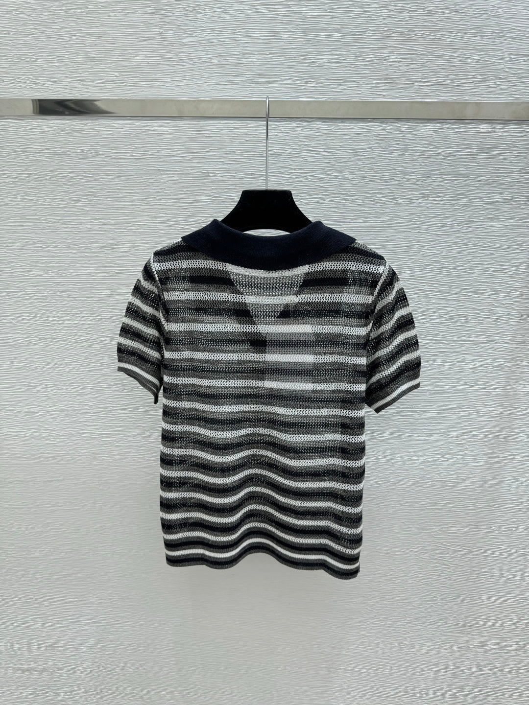 Chanel 2026 Striped Knitted Polo Shirt Wool Cashmere 516777