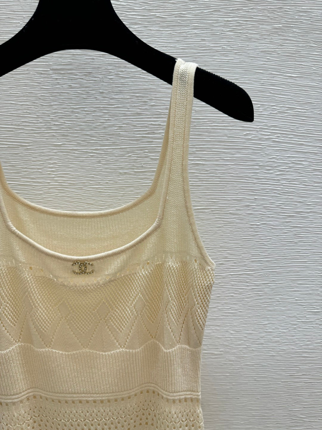 Chanel 2026 Round Neck Knitted Suspender Dress Yellow Linen 516040