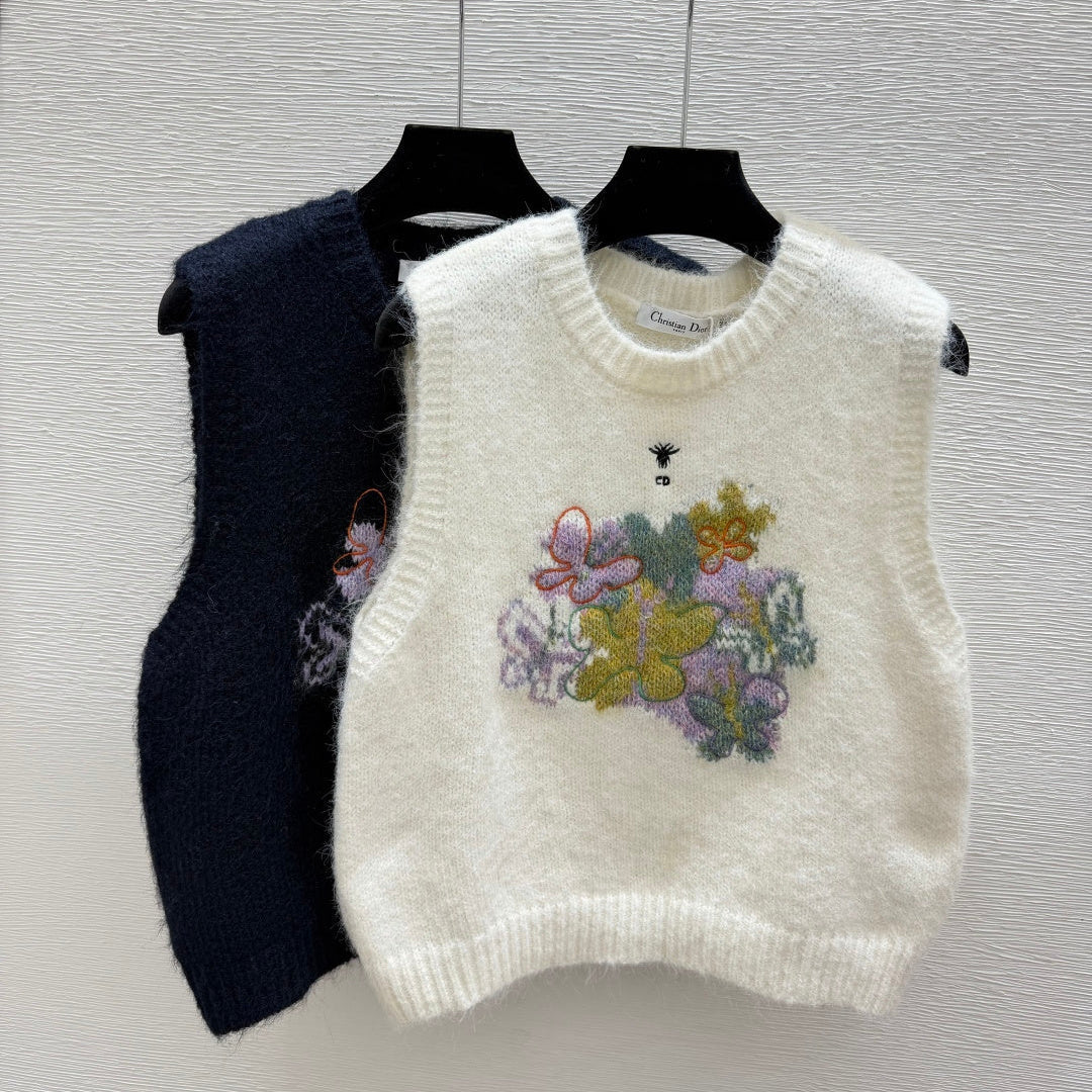 Dior 2026 Floral Crew Neck Knitted Vest Wool 244644