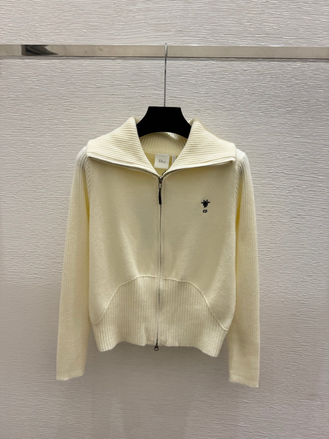 Dior 2026 Cardigan Cream And Gray Wool 913542