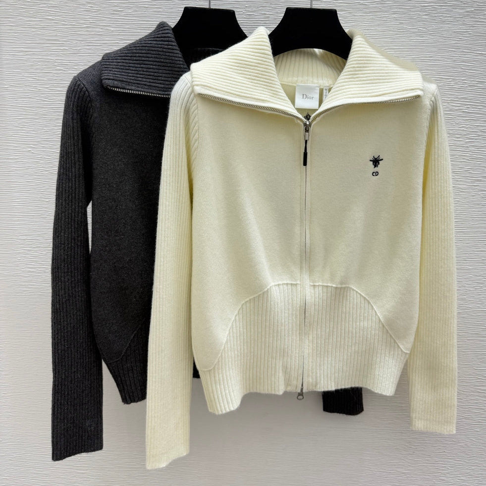 Dior 2026 Cardigan Cream And Gray Wool 913542