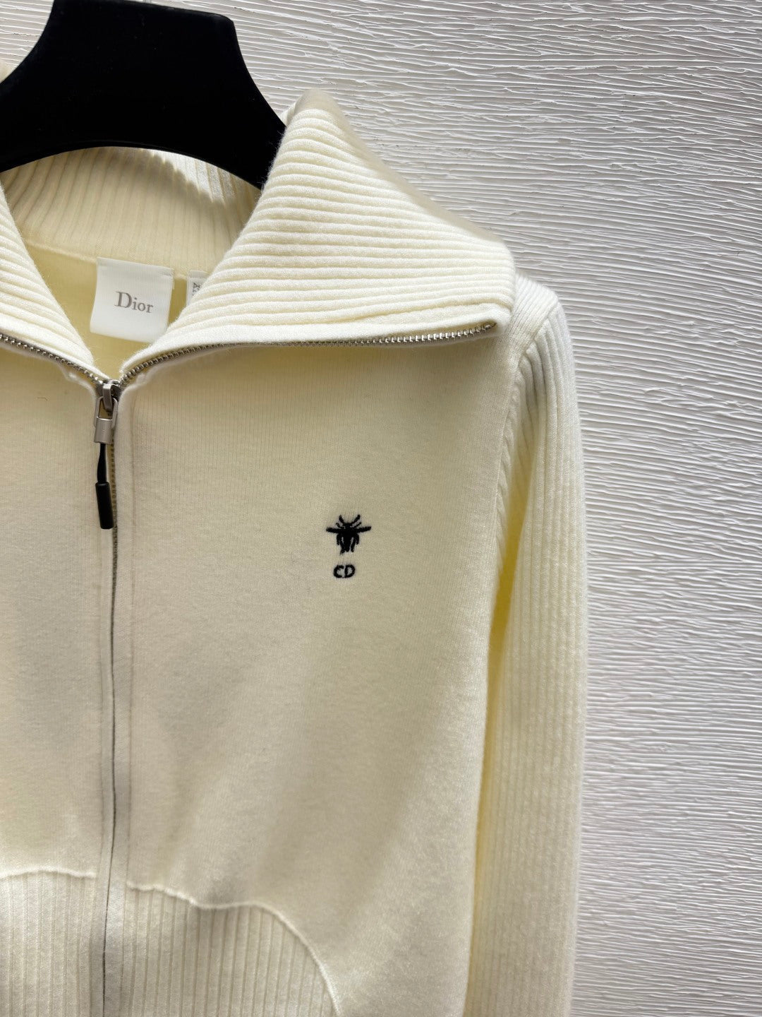 Dior 2026 Cardigan Cream And Gray Wool 913542
