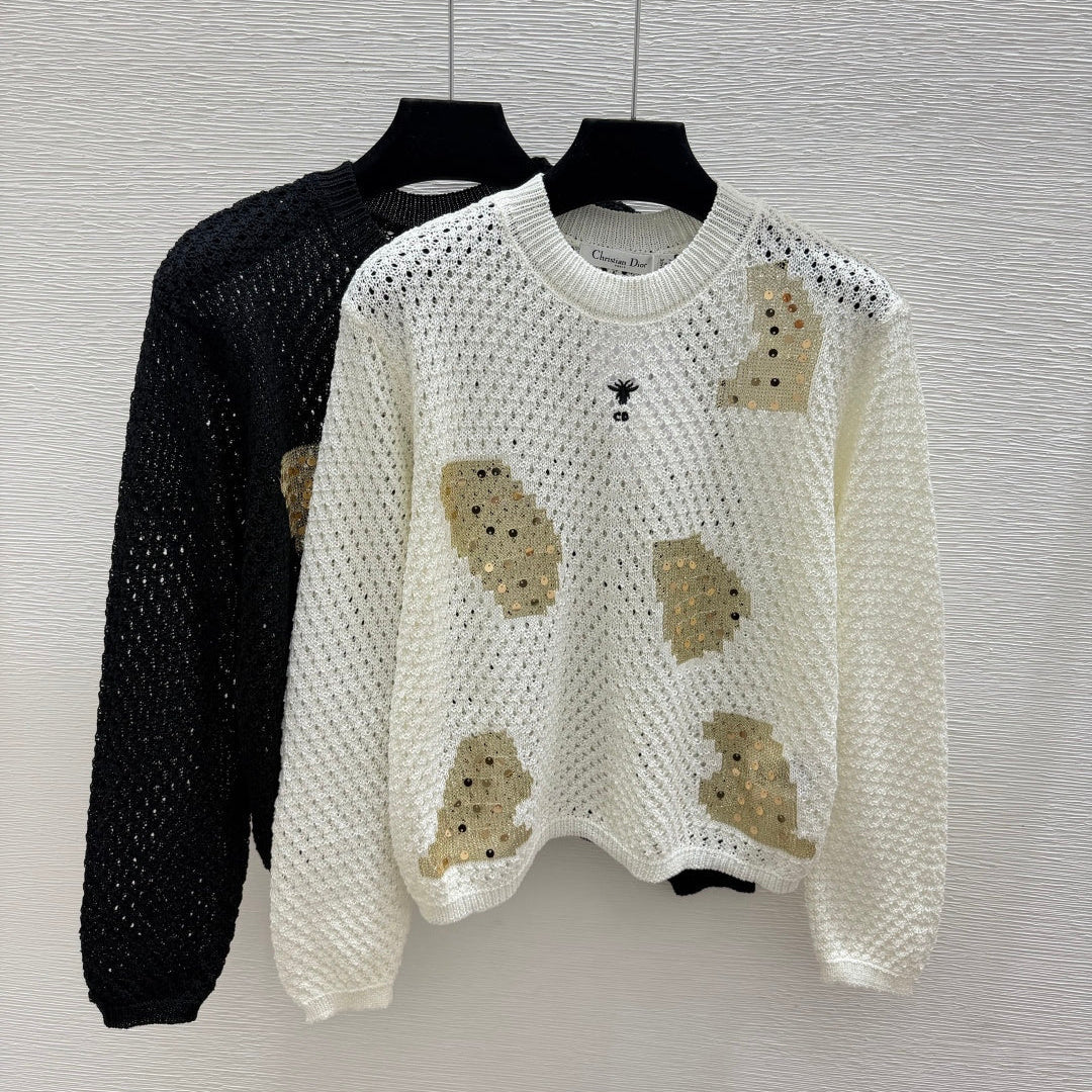 Dior 2026 Sequin Crew Neck Knit Long Sleeve Wool 913481