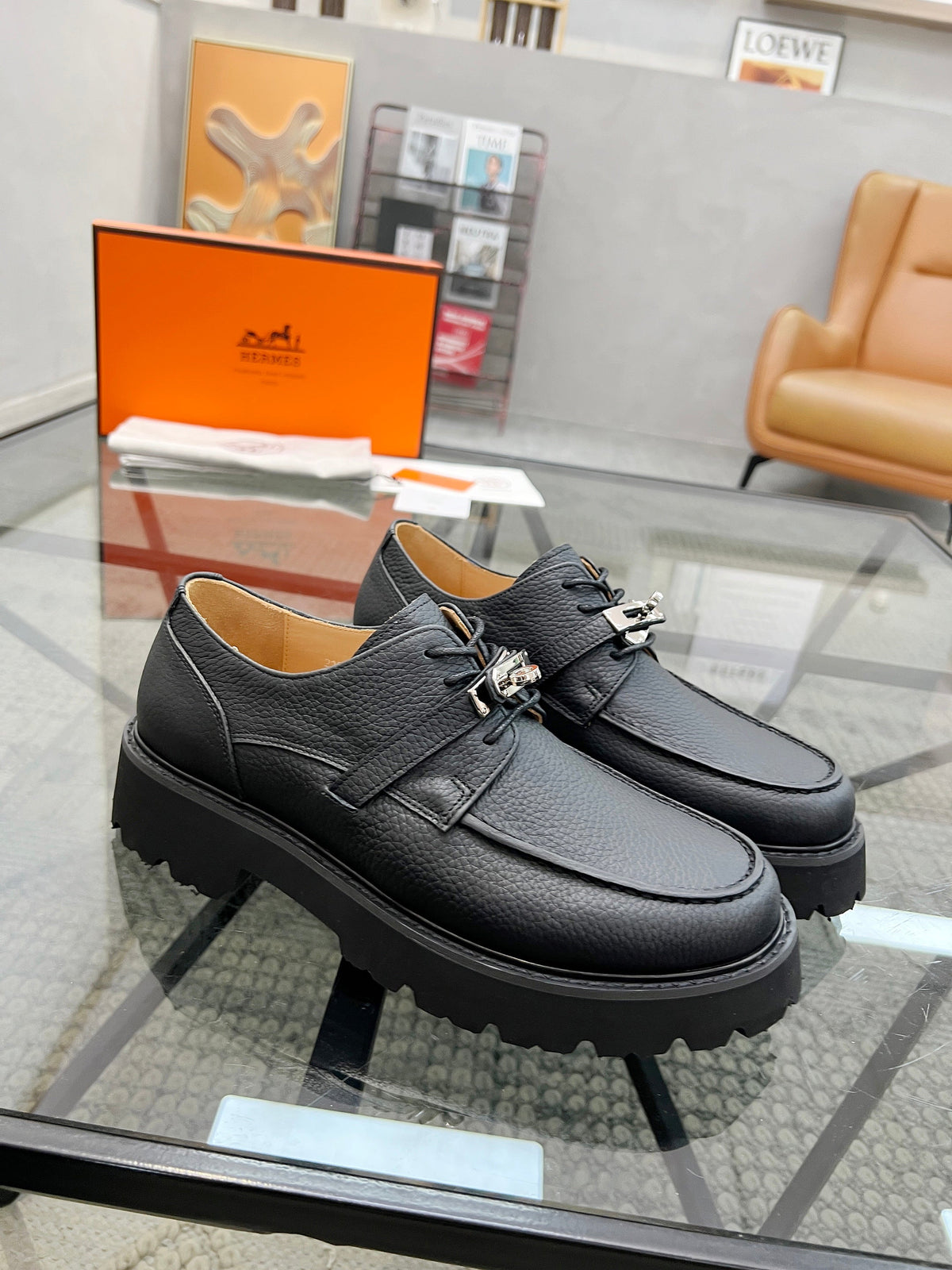 HM Men's First oxford Loafer Black Cowhide 590524