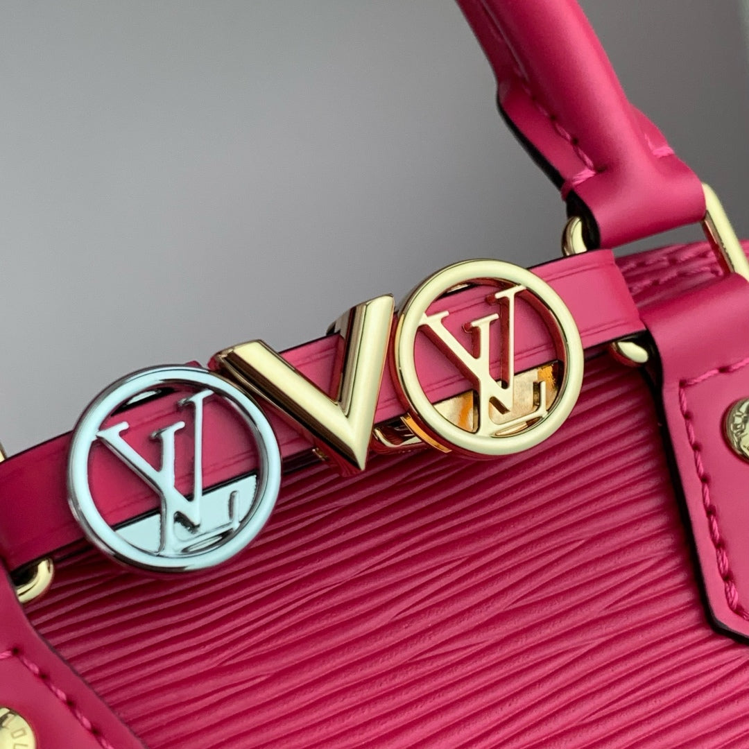 LV Alma Monogram Bag 19.5cm Rose Red Epi Leather 337570
