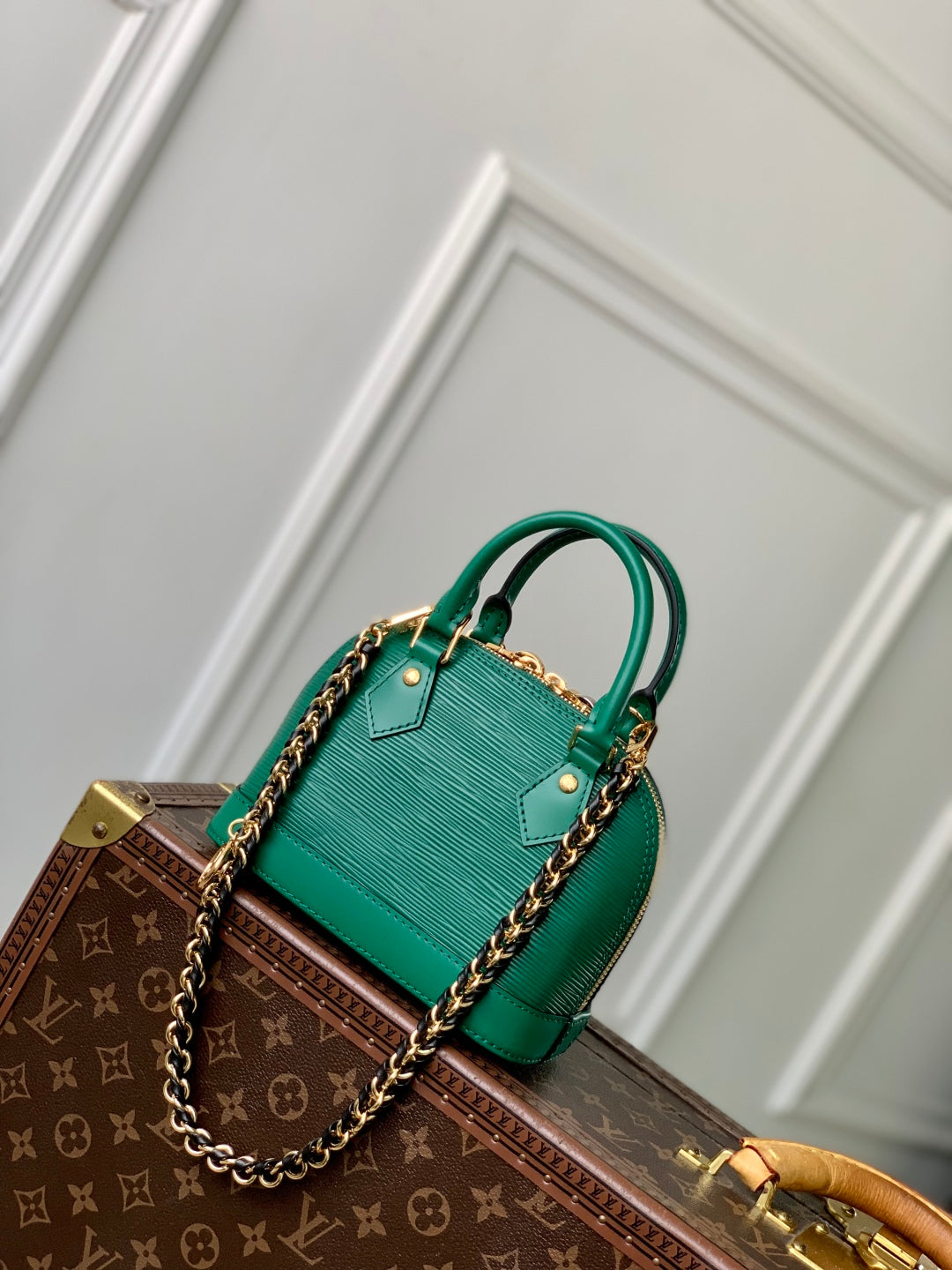 LV Alma Monogram Bag 19.5cm Green Epi Leather 337576