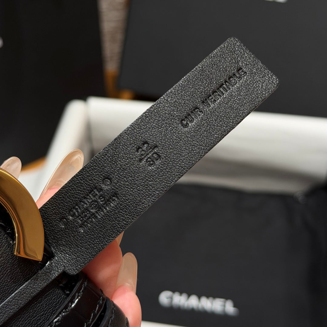 Chanel 2026 Double C Buckle Belt 30mm Calfskin 213839