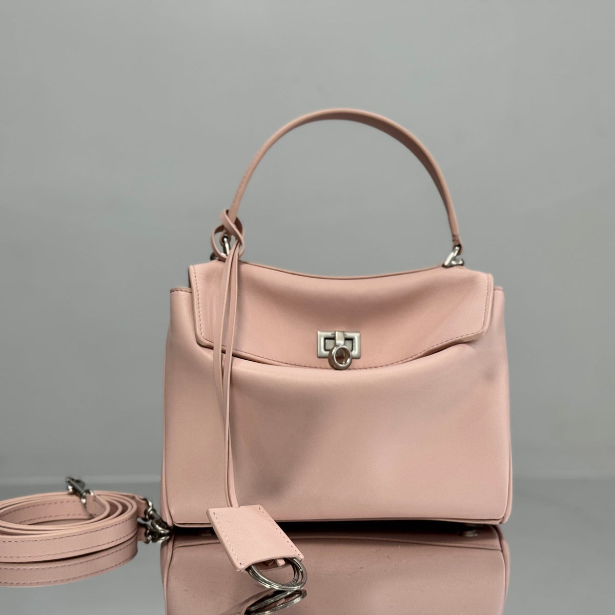 Balenciaga Mini Bag 22 Light Pink Calfskin Sliver Hardware