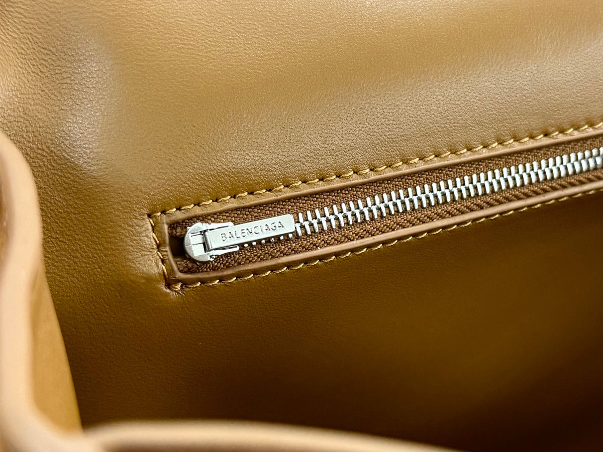 Balenciaga Medium Bag 35 Camel Brown Suede Sliver Hardware