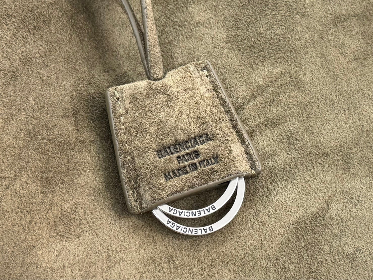 Balenciaga Small Bag 29 Olive Green Suede Sliver Hardware