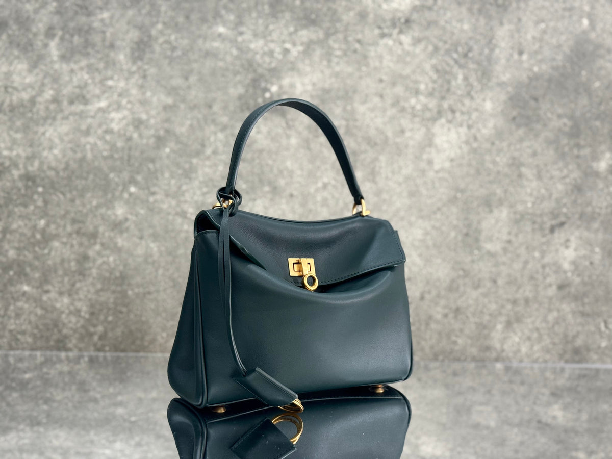 Balenciaga Mini Bag 22 Dark Green Calfskin Gold Hardware
