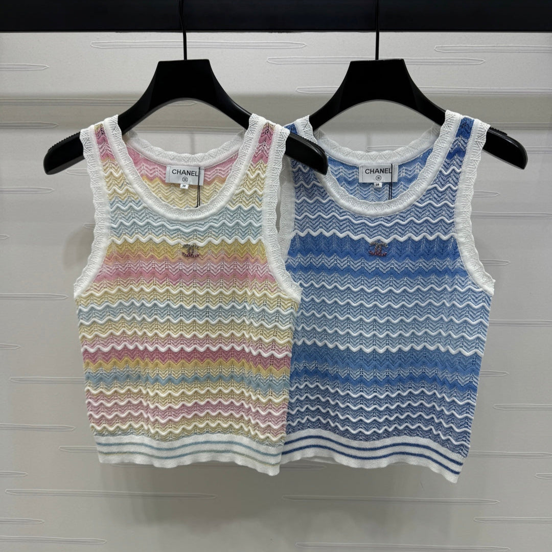 Chanel 25 Multicolor Striped Knitted Tank Top
