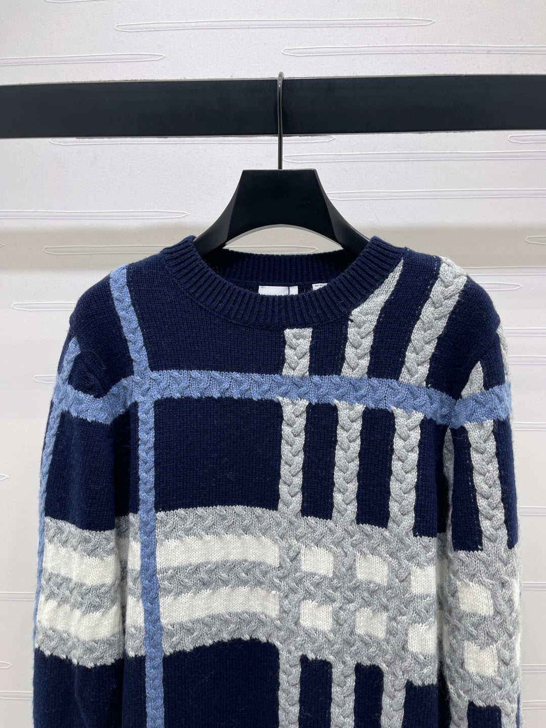 Burberry 25 Crew Neck Long-Sleeve Sweater Navy Blue Wool Cashmere