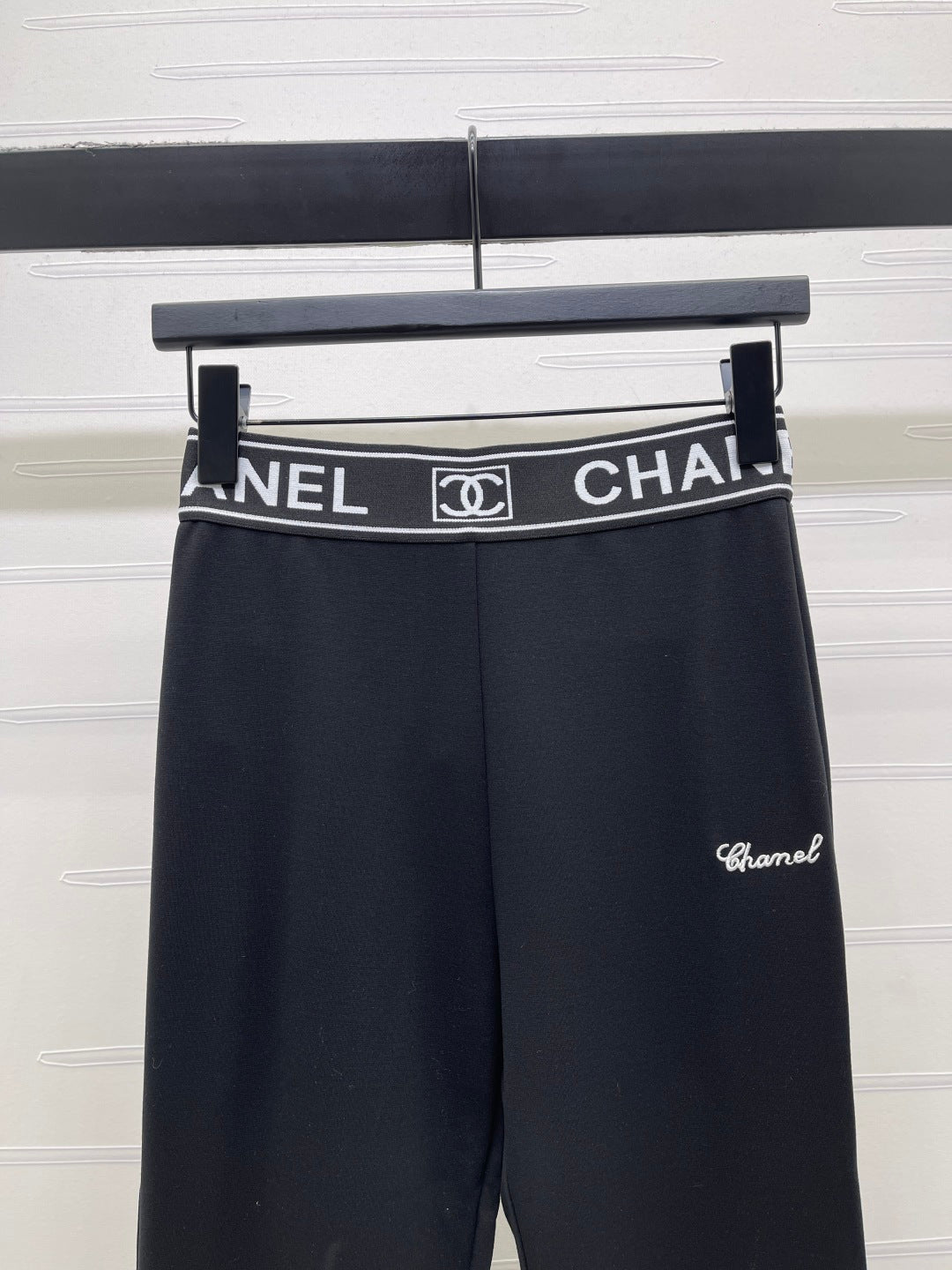 Chanel 2026 Webbing Letter Flared Pants Black Polyamide Rayon 376052