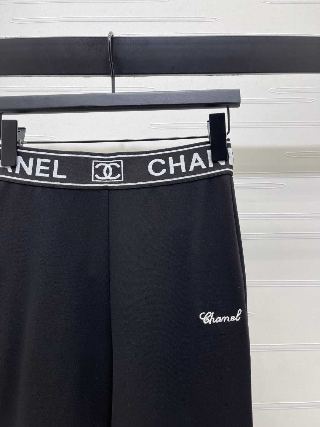 Chanel 2026 Webbing Letter Flared Pants Black Polyamide Rayon 376052