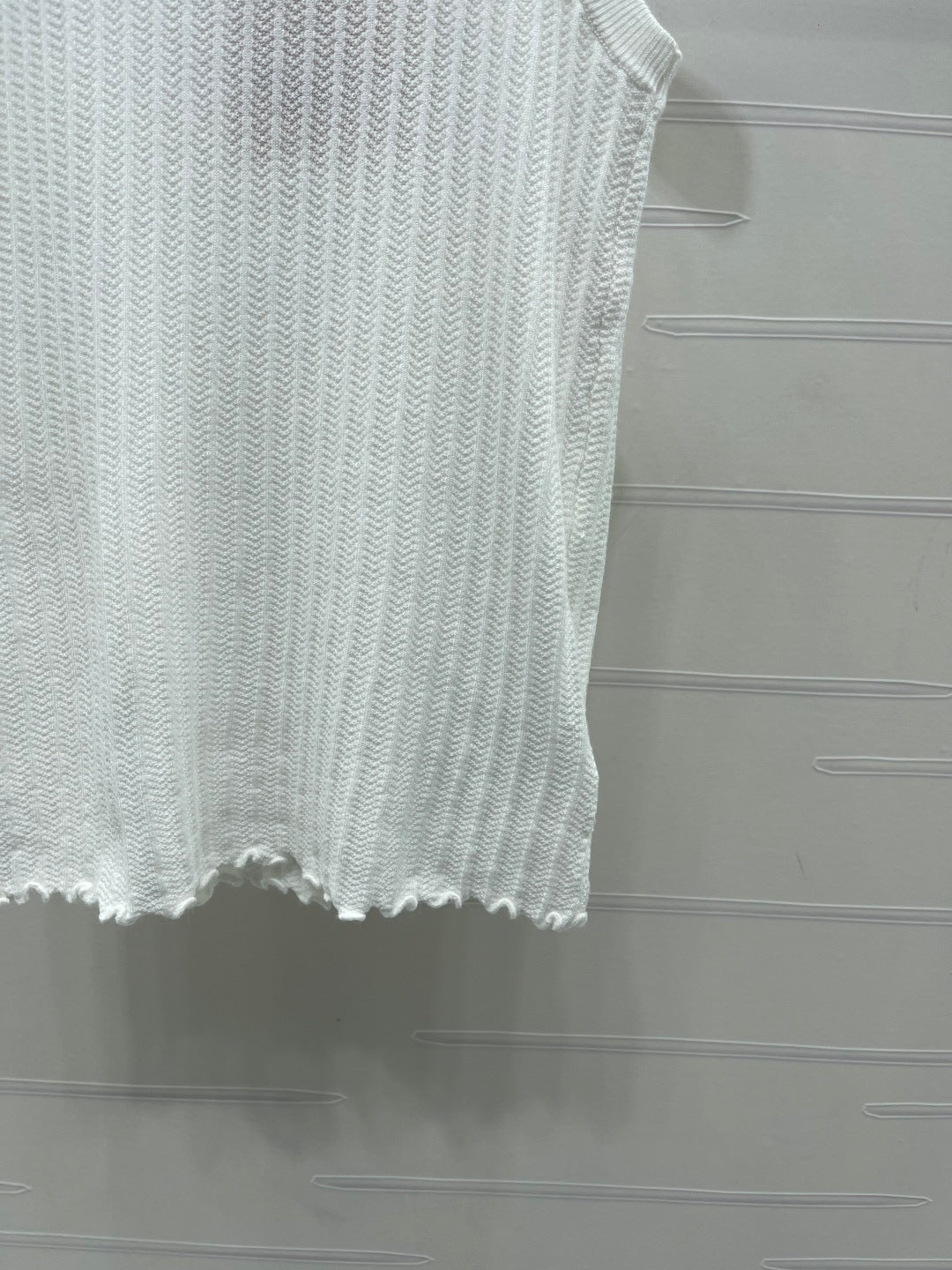 Miumiu 2026 Lace Collar Knitted Vest White Tencel 380691