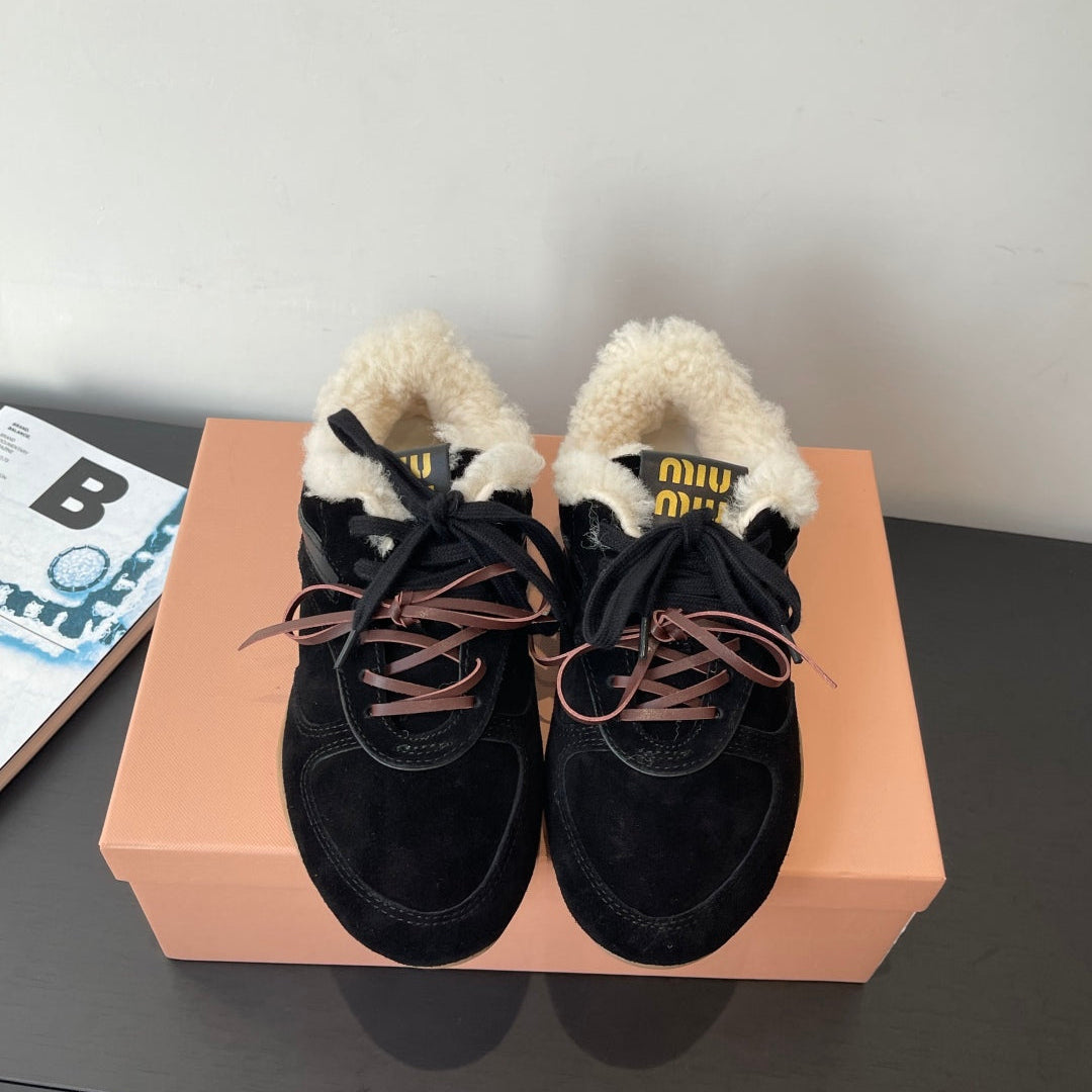 MiuMiu 25 sneaker black suede wool 521961