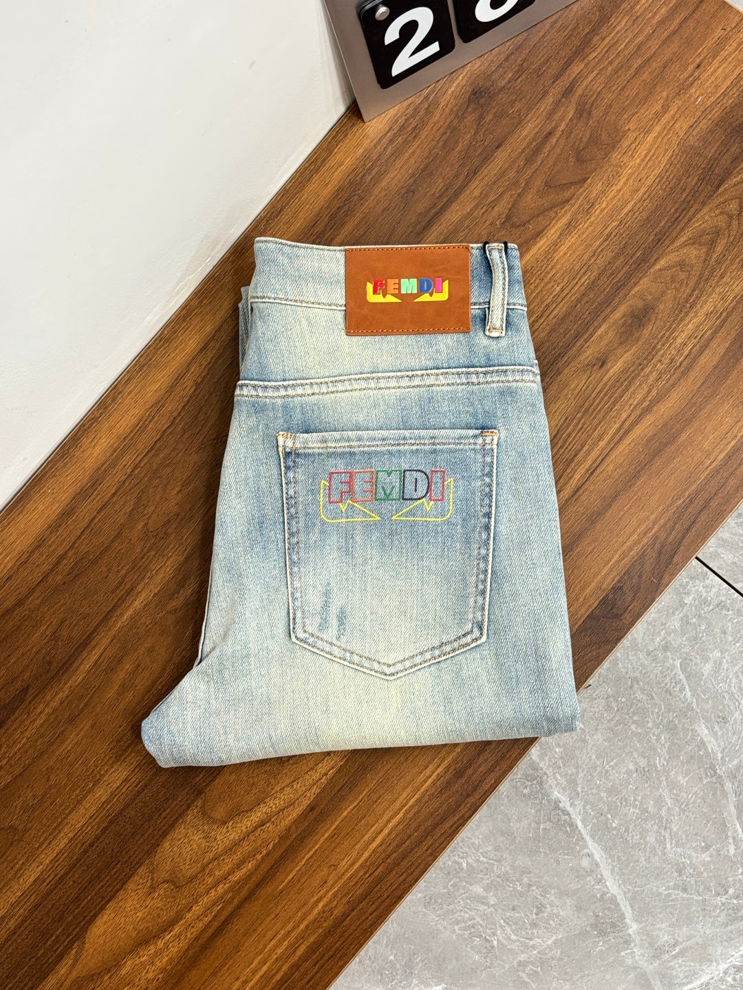 Fendi 2026 Men's Jeans Light Blue Denim 825236