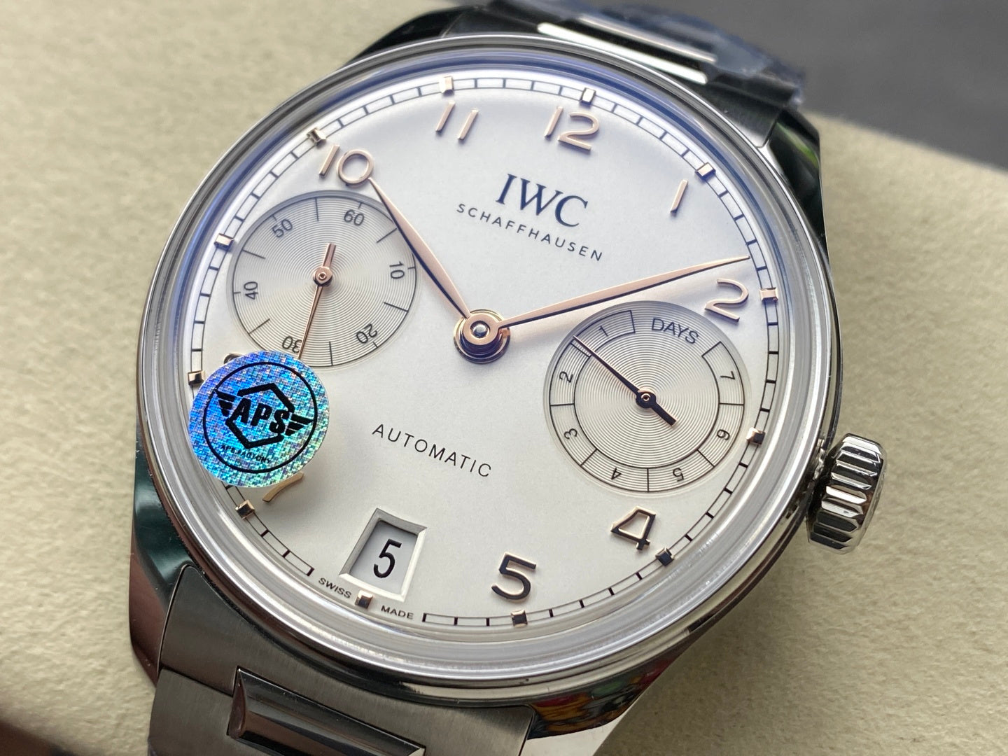 IWC Portuguese 42.4mm Cream Dial Steel Case Pink Gold Numerals